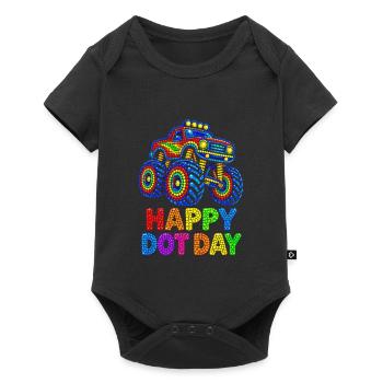 Happy Dot Day Monster Truck - Baby Premium Kurzarmbody - Schwarz - Vorne