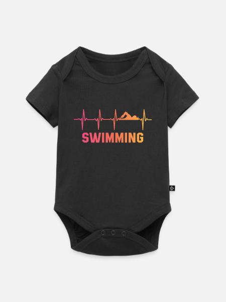 Schwimmer Herzschlag Schwimmen - Baby Premium Kurzarmbody - Schwarz
