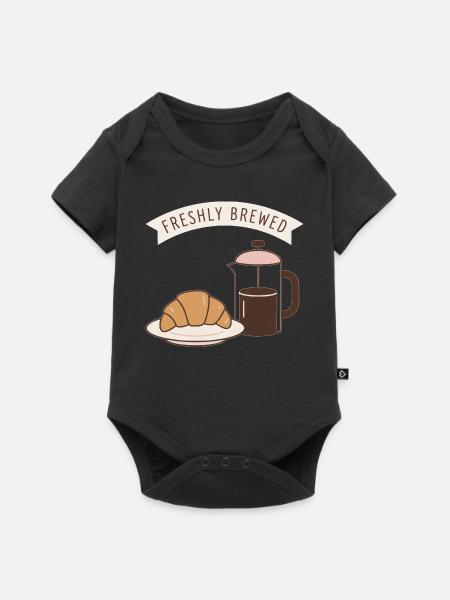 Frühstücksduft Kaffee Croissant - Baby Premium Kurzarmbody - Schwarz