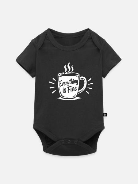 EVERYTHING IS FINE Büro Spruch - Baby Premium Kurzarmbody - Schwarz