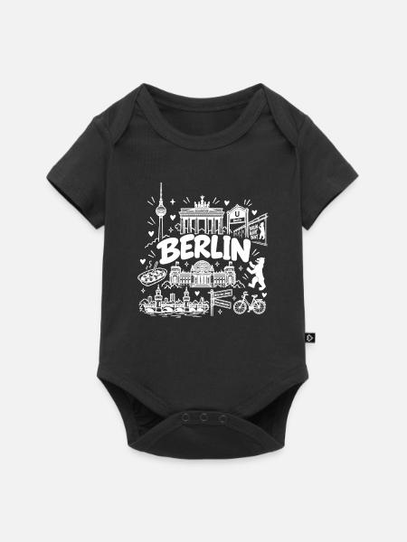 Berlin - Hauptstadt mit Sehenswürdigkeiten - Baby Premium Kurzarmbody - Schwarz