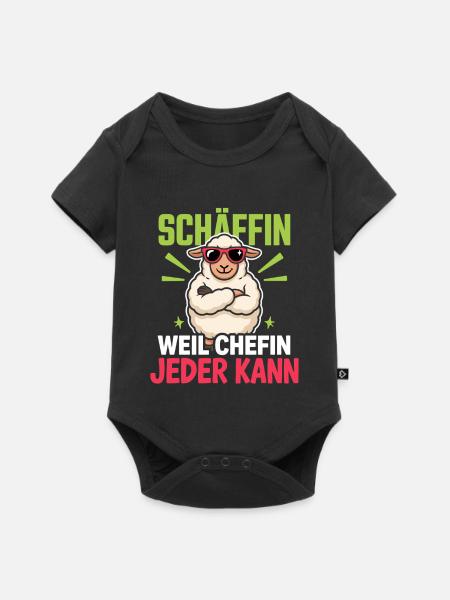 Schäffin Beste Chefin Teamleiterin Schaf - Baby Premium Kurzarmbody - Schwarz