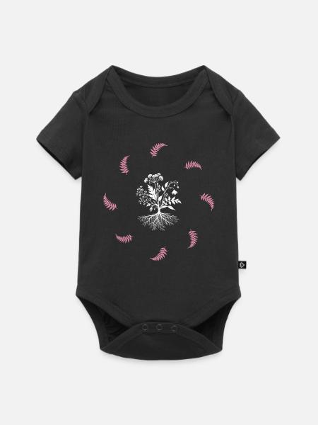 Blumenwurzel & Farn - Dark Botanical - Baby Premium Kurzarmbody - Schwarz