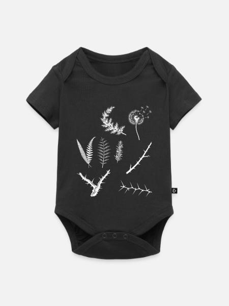 Rosmarin & Farn & Pusteblume - Dark Botanical - Baby Premium Kurzarmbody - Schwarz