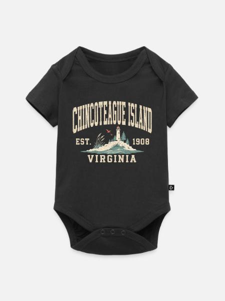 Chincoteague Insel Leuchtturm Retro - Baby Premium Kurzarmbody - Schwarz