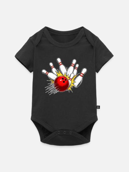 Bowling Strike – Kugel trifft alle Pins - Baby Premium Kurzarmbody - Schwarz