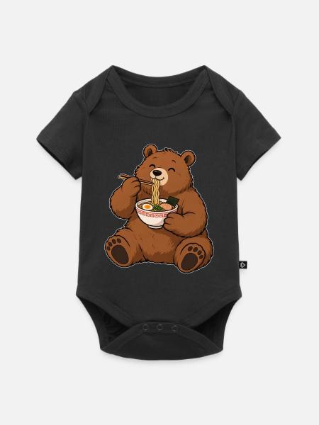 Bär liebt Ramen – Nudeln & Genuss - Baby Premium Kurzarmbody - Schwarz
