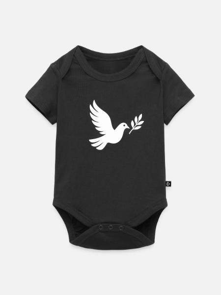 Peace Dove Outline Design - Baby Premium Kurzarmbody - Schwarz