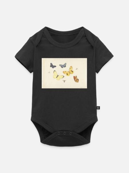 Sheet_of_Studies_with_Five_Butterflies - Baby Premium Kurzarmbody - Schwarz