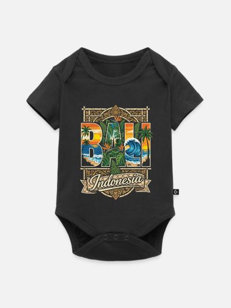Bali Indonesia Buchstaben - Baby Premium Kurzarmbody - Schwarz
