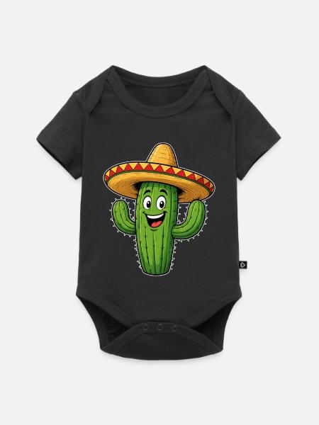 Lustiger Kaktus mit Sombrero - Baby Premium Kurzarmbody - Schwarz