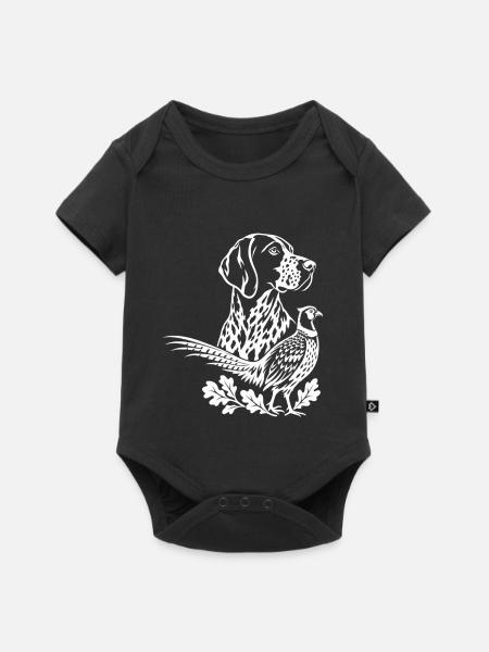 Hundesilhouette in Blütenlinie - Baby Premium Kurzarmbody - Schwarz