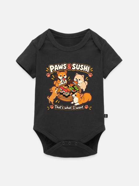 PFOTEN und SUSHI-Hunde Das ist es, was ich will - Baby Premium Kurzarmbody - Schwarz
