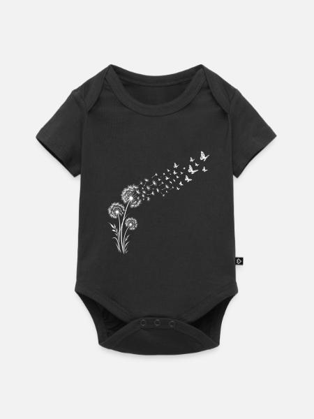 Löwenzahnflug mit Schmetterlingen - Baby Premium Kurzarmbody - Schwarz