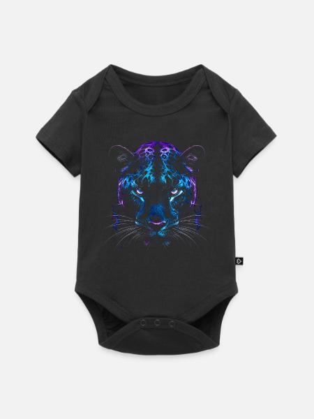 Blauer Lila-Wolkenleopard – Panther - Baby Premium Kurzarmbody - Schwarz