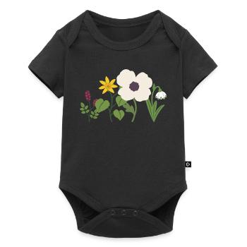 Blumen · Natur · Mohn - Baby Premium Kurzarmbody - Schwarz - Vorne