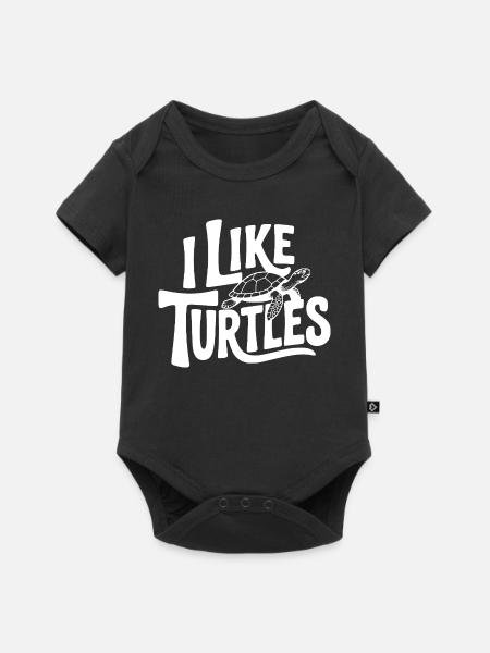 Ich mag Turtles - Baby Premium Kurzarmbody - Schwarz