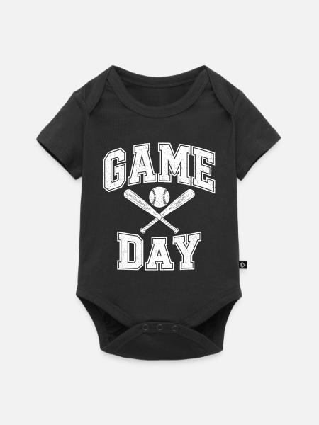 Game Day Baseball – Schläger & Ball - Baby Premium Kurzarmbody - Schwarz