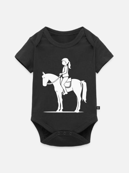Reiterin Silhouette auf Pferd - Baby Premium Kurzarmbody - Schwarz