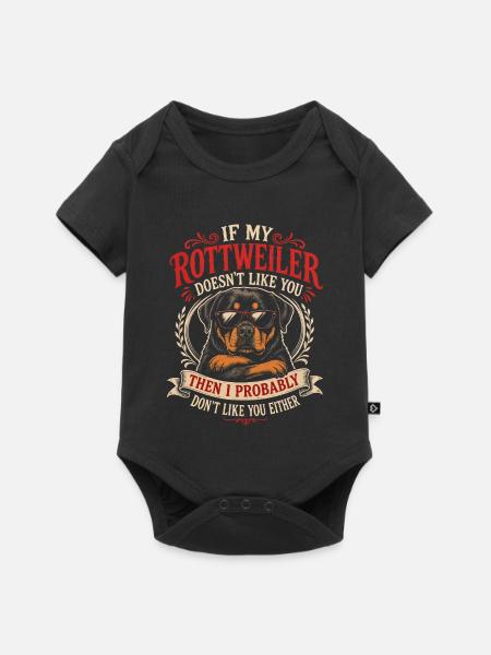 Rottweiler Hundepapa Spruch - Baby Premium Kurzarmbody - Schwarz