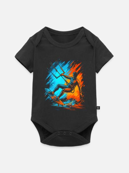 Kitesurfing Kitesurf Herren Kinder Kitesurfen - Baby Premium Kurzarmbody - Schwarz