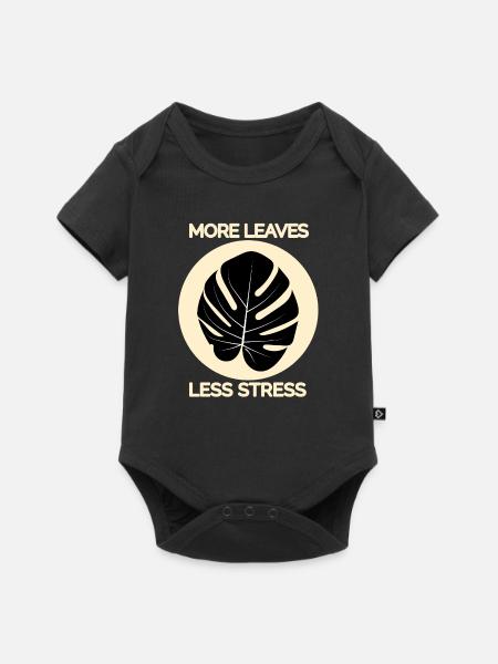 More Leaves Less Stress - Monstera - Baby Premium Kurzarmbody - Schwarz