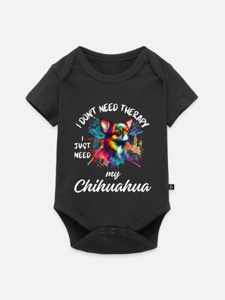 Bunter Regenbogenspritzer Chihuahua - Baby Premium Kurzarmbody - Schwarz