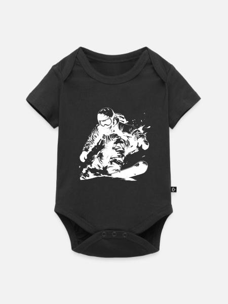 Snowboarder Zeichnung - Baby Premium Kurzarmbody - Schwarz