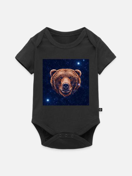 Kosmischer Bärengesicht - Baby Premium Kurzarmbody - Schwarz
