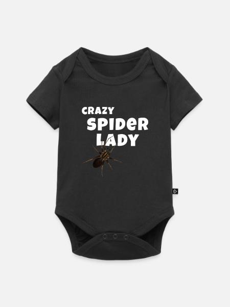 Crazy Spider Lady - Spinnen Liebhaberin - Baby Premium Kurzarmbody - Schwarz