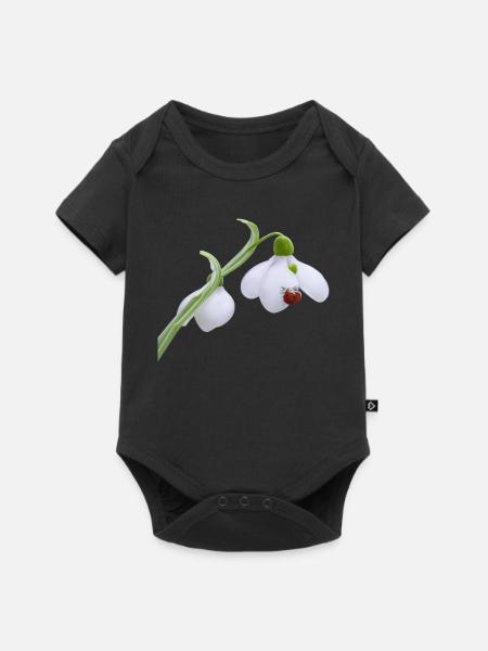 Schneeglöckchen-Marienkäferblüte - Baby Premium Kurzarmbody - Schwarz