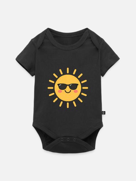 Fröhliche Sonne mit Sonnenbrille - Baby Premium Kurzarmbody - Schwarz