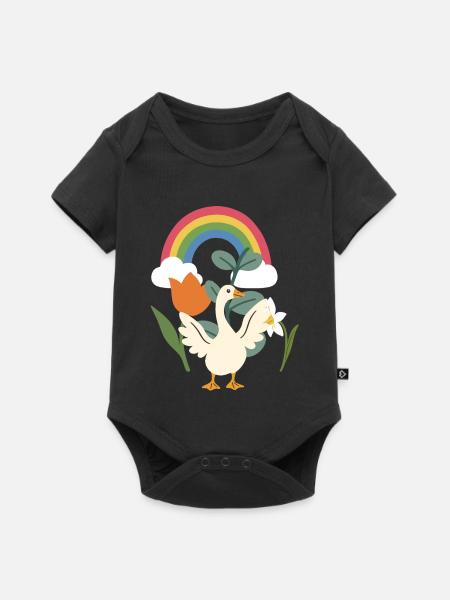 Kinder · Geschenkidee · Gans · Natur - Baby Premium Kurzarmbody - Schwarz