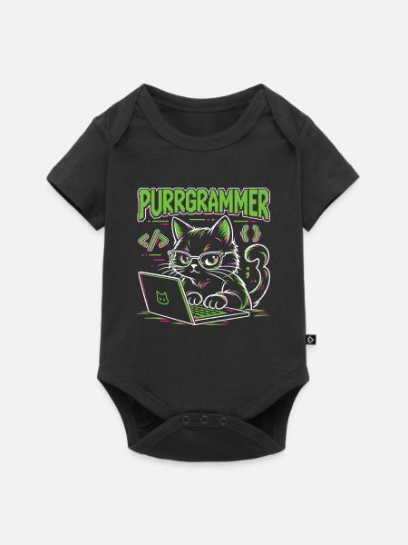 Purrgrammer – Programmierer Katze Coding Humor - Baby Premium Kurzarmbody - Schwarz