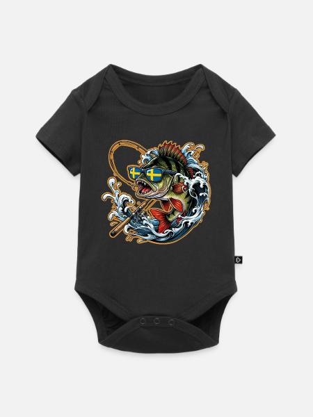 Schweden Angeln - Baby Premium Kurzarmbody - Schwarz