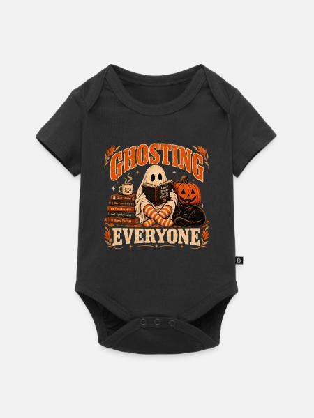 Ghosting Everyone Funny Book Lover Halloween - Baby Premium Kurzarmbody - Schwarz