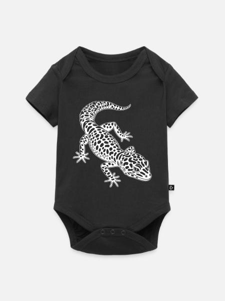 Leopardgecko Schwarzweiß Silhouette - Baby Premium Kurzarmbody - Schwarz