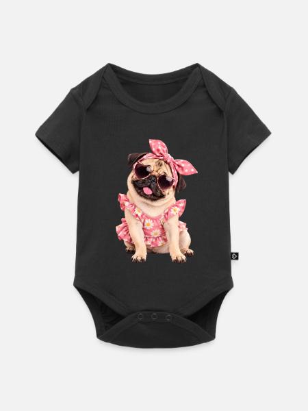 Mops Hund süßer Mops niedlicher Mops - Baby Premium Kurzarmbody - Schwarz