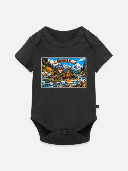 Abenteuer-Kajakfahren – Fuchs und Deutsche Schäferhund - Baby Premium Kurzarmbody - Schwarz