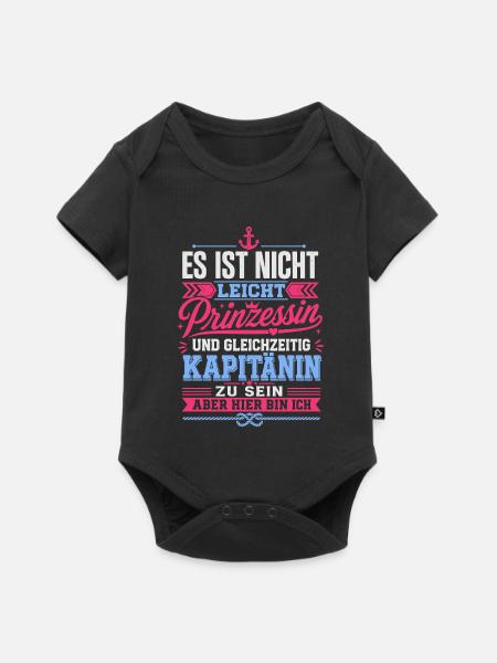 Lustiger Spruch Kapitänin - Baby Premium Kurzarmbody - Schwarz
