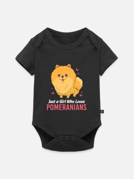 Pomeranian Zwergspitz Hund - Baby Premium Kurzarmbody - Schwarz