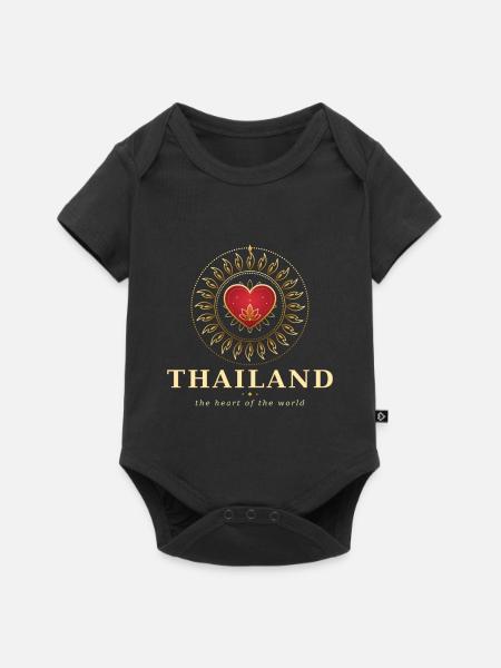 Herz Thailands Mandala - Baby Premium Kurzarmbody - Schwarz