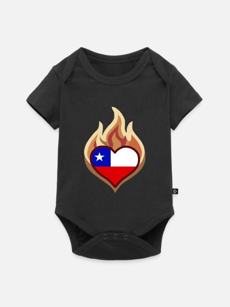 Flammenherz Chile Flagge - Baby Premium Kurzarmbody - Schwarz