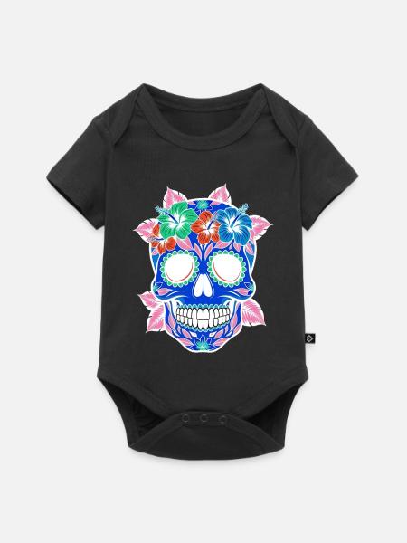 Halloween Sugar Skull pastell - Baby Premium Kurzarmbody - Schwarz