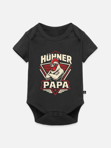 Hühner Papa Hühnerbesitzer Bauer - Baby Premium Kurzarmbody - Schwarz