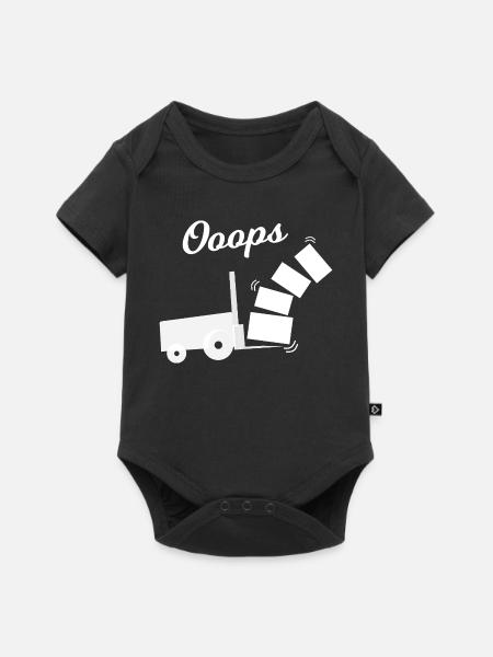 Oops Kippender Lastwagen Design - Baby Premium Kurzarmbody - Schwarz