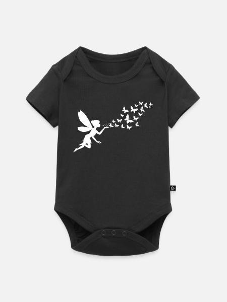Schmetterlingdesign Pusteblumen Wiese Herzen Feen - Baby Premium Kurzarmbody - Schwarz