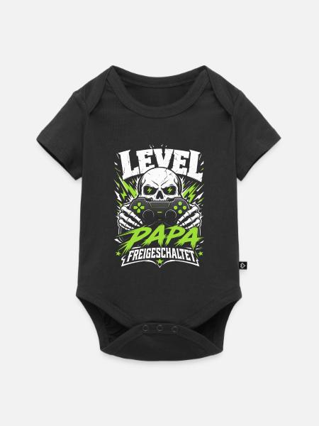 Level Vater freigeschaltet Papa - Baby Premium Kurzarmbody - Schwarz