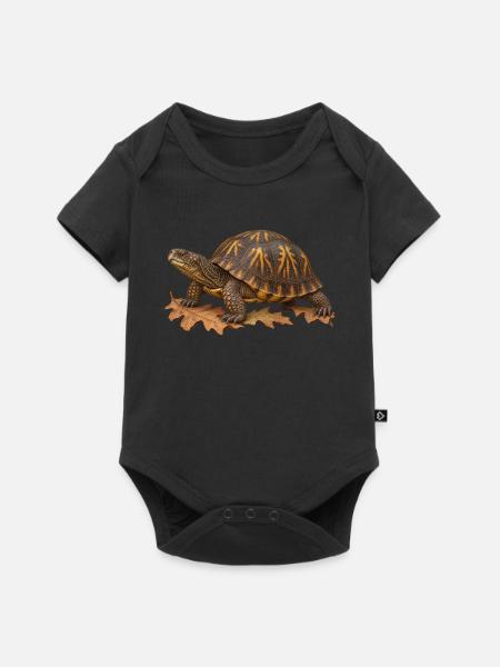 Östliche Boxschildkröte im Eichenlaubstreu - Baby Premium Kurzarmbody - Schwarz