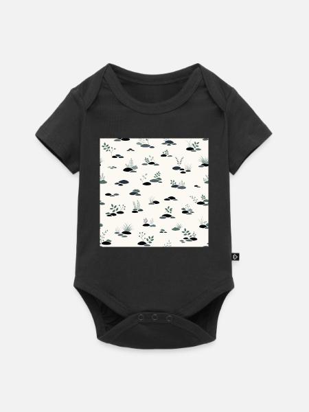 Japanisches Muster, inspiriert vom Iwagumi-Aquascaping - Baby Premium Kurzarmbody - Schwarz